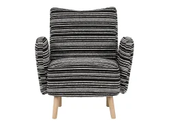 Sillón en tejido bouclé negro - Patas de madera - Para salones, dormitorios y oficinas