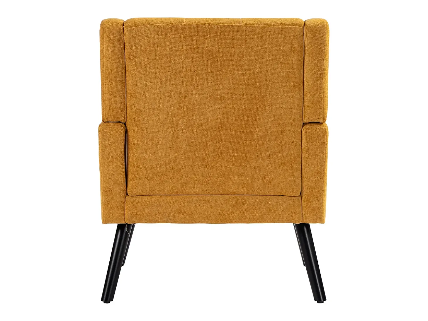 Sillón en tejido de lino amarillo con patas de madera.