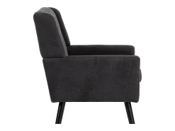 Sillón en tejido de lino gris oscuro con patas de madera.