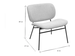 Sillón en tejido efecto terciopelo texturizado gris y metal negro SHELBY