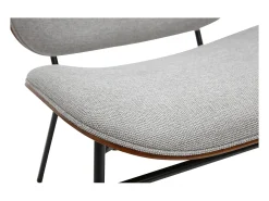 Sillón en tejido efecto terciopelo texturizado gris y metal negro SHELBY