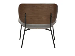 Sillón en tejido efecto terciopelo texturizado gris y metal negro SHELBY
