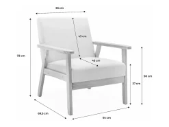 Sillón escandinavo de borreguito y madera de hevea crema