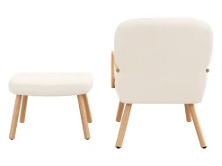 Sillón escandinavo de imitación de cachemira, reposapiés, salón, beige