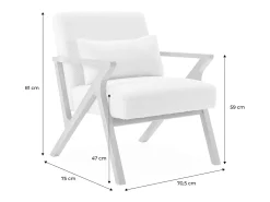 Sillón escandinavo de madera de hevea y borreguito crema