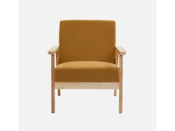 Sillón escandinavo de madera y pana mostaza