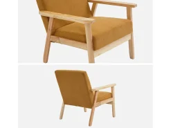 Sillón escandinavo de madera y pana mostaza