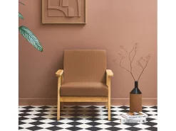 Sillón escandinavo de madera y pana marrón