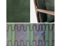 Sillón escandinavo de terciopelo y madera de hevea kaki oscuro
