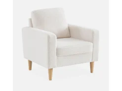 Sillón estilo escandinavo de borreguito crema