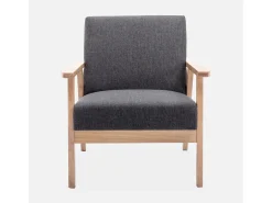 Sillón estilo escandinavo de madera y tela gris oscuro
