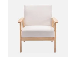Sillón estilo escandinavo de madera y tela crema
