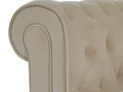 Sillón fijo de terciopelo color beige CHESTERFIELD