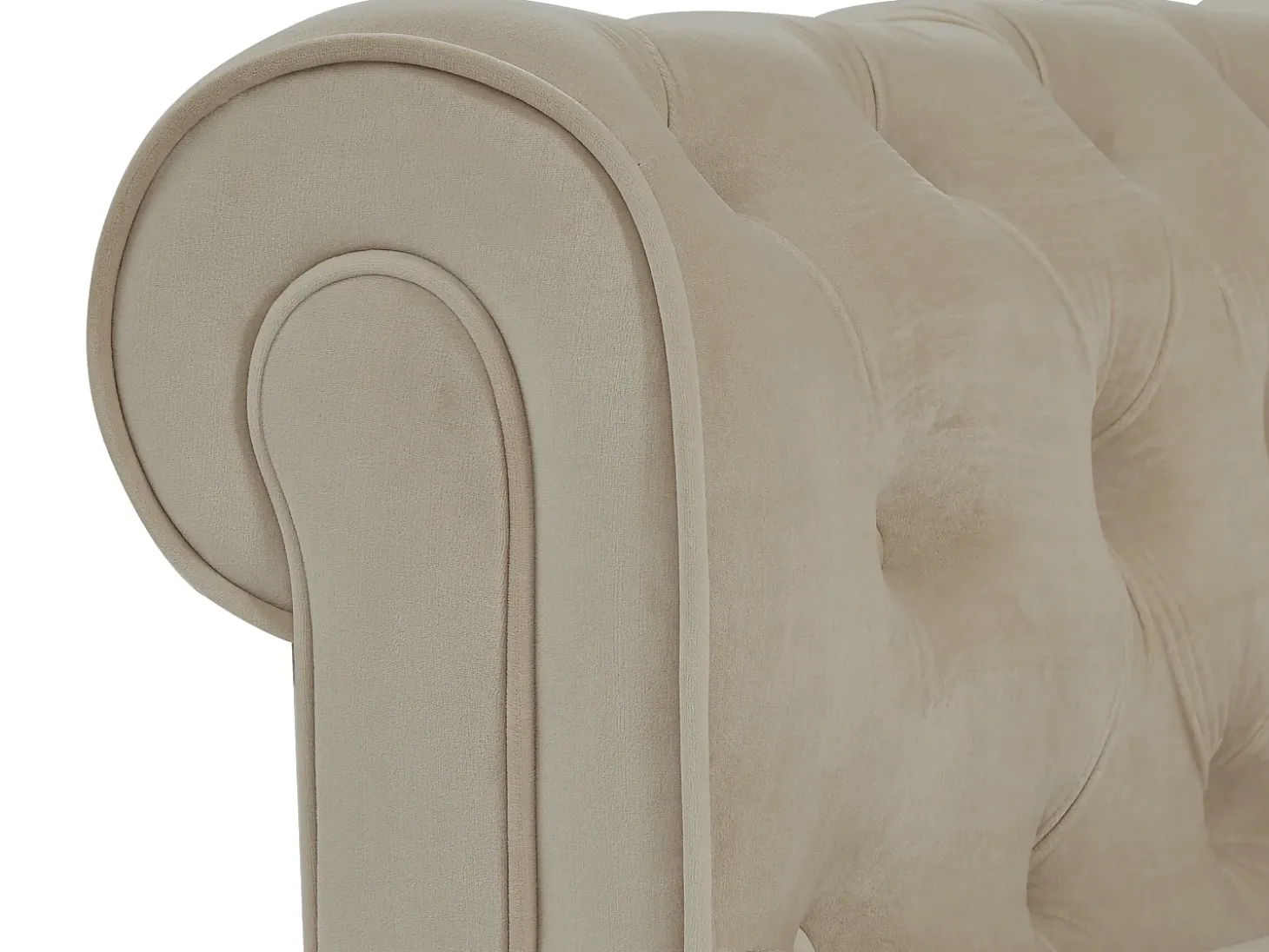 Sillón fijo de terciopelo color beige CHESTERFIELD