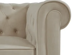 Sillón fijo de terciopelo color beige CHESTERFIELD