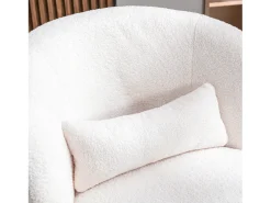 Sillón giratorio - sillón relax para salón - acolchado con felpa - con base giratoria de metal + con cojín lumbar - Blanco