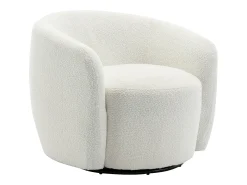 Sillón giratorio de bouclé blanco VEREIDE
