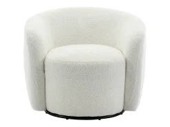 Sillón giratorio de bouclé blanco VEREIDE