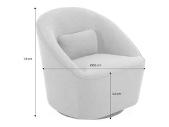 Sillón giratorio de tela 360º con cojín gris oscuro