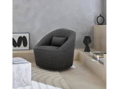 Sillón giratorio de tela 360º con cojín gris oscuro