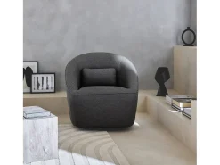 Sillón giratorio de tela 360º con cojín gris oscuro