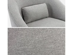Sillón giratorio de tela 360º con cojín gris claro