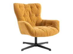 Sillón giratorio de tela amarilla estilo vintage OPHELIE