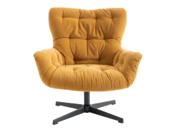 Sillón giratorio de tela amarilla estilo vintage OPHELIE