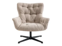 Sillón giratorio de tela beige estilo vintage OPHELIE