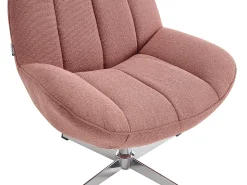 Sillón giratorio de tela texturizada color rosa VOLABO