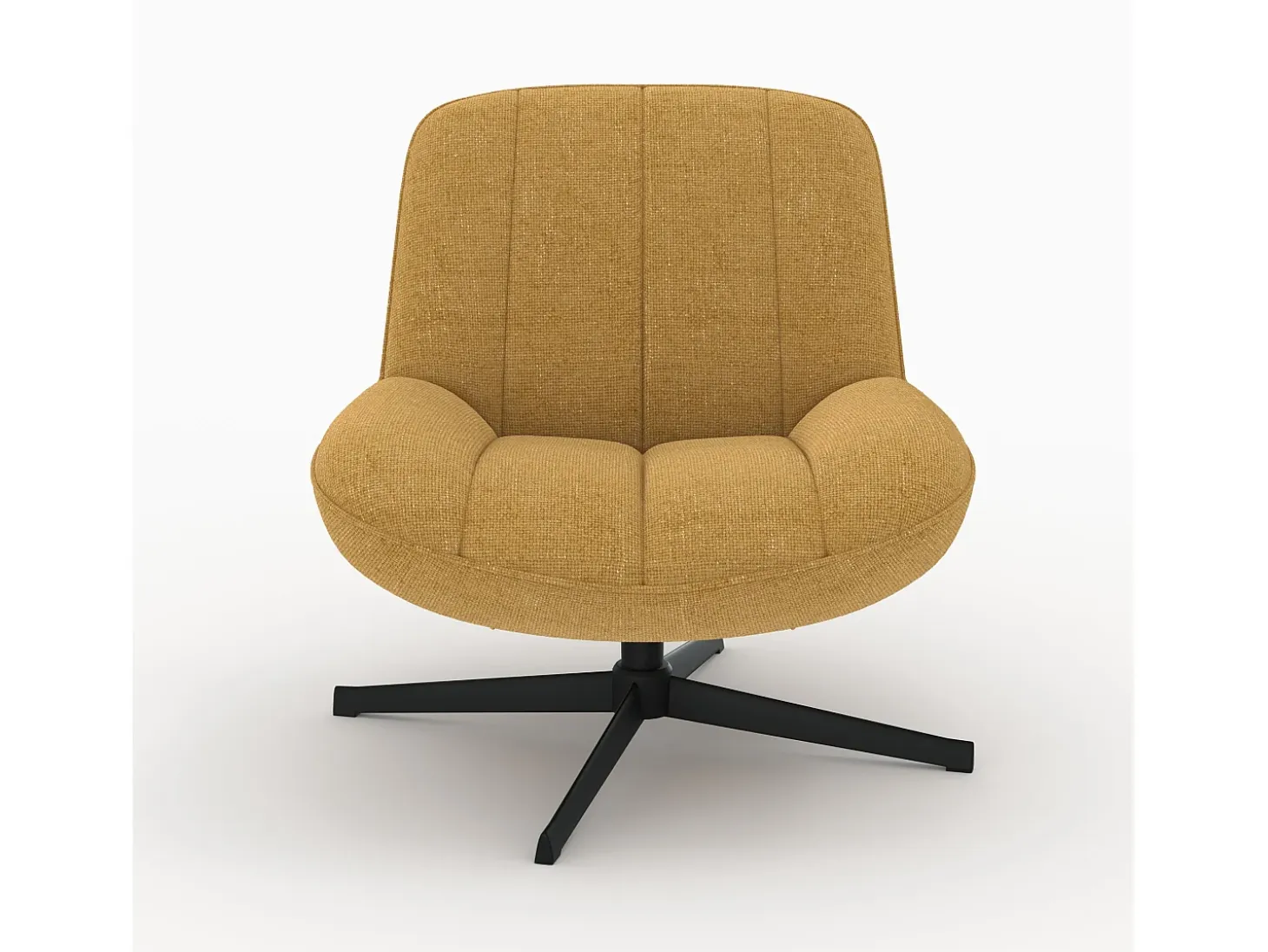Sillón giratorio en tejido efecto terciopelo amarillo mostaza - Elvis