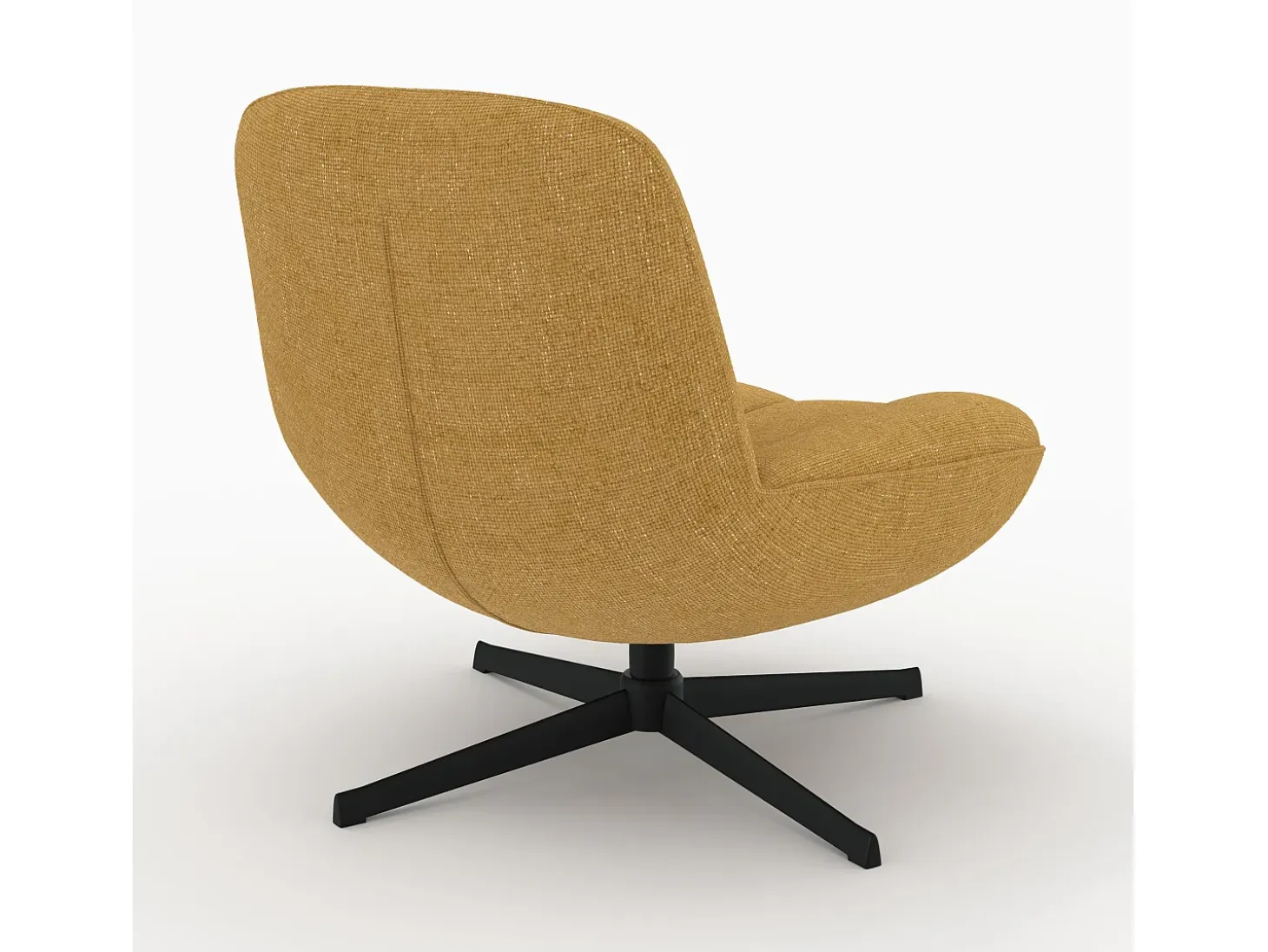 Sillón giratorio en tejido efecto terciopelo amarillo mostaza - Elvis