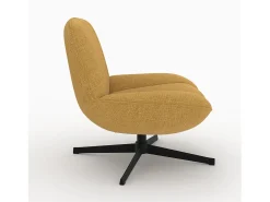 Sillón giratorio en tejido efecto terciopelo amarillo mostaza - Elvis