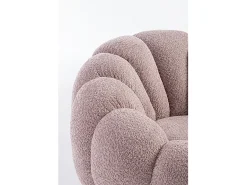 Sillón giratorio en tejido efecto bouclé rosa antiguo - FLOREL