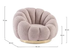 Sillón giratorio en tejido efecto bouclé rosa antiguo - FLOREL