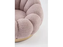 Sillón giratorio en tejido efecto bouclé rosa antiguo - FLOREL
