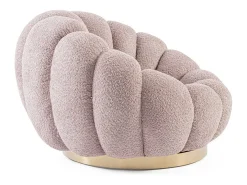 Sillón giratorio en tejido efecto bouclé rosa antiguo - FLOREL