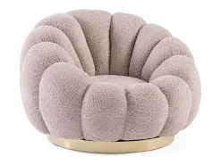 Sillón giratorio en tejido efecto bouclé rosa antiguo - FLOREL