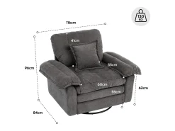 Sillón giratorio en tejido chenilla verde con cojín - Para salón, dormitorio y oficina