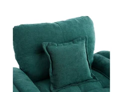 Sillón giratorio en tejido chenilla verde con cojín - Para salón, dormitorio y oficina