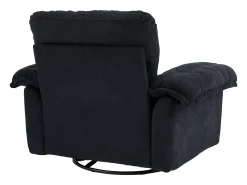 Sillón giratorio en tejido chenilla negro con cojín - Para salón, dormitorio y oficina
