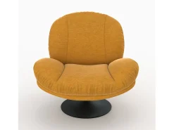 Sillón giratorio en tejido efecto terciopelo amarillo mostaza - Ricci