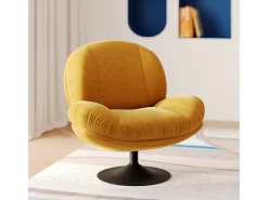 Sillón giratorio en tejido efecto terciopelo amarillo mostaza - Ricci