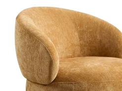 Sillón giratorio en tela texturizada color amarillo mostaza LACAZO