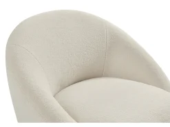 Sillón giratorio redondeado en tela de rizo blanco LACARA