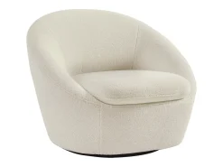 Sillón giratorio redondeado en tela de rizo blanco LACARA