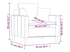 Sillón Gris Oscuro 60 cm Terciopelo