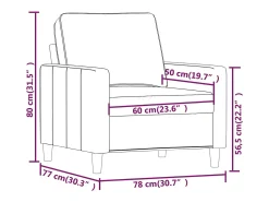 Sillón Gris Oscuro 60 cm Terciopelo