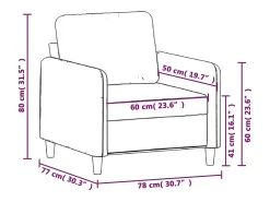 Sillón Gris Oscuro 60 cm Terciopelo