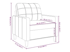 Sillón Gris Oscuro 60 cm Terciopelo